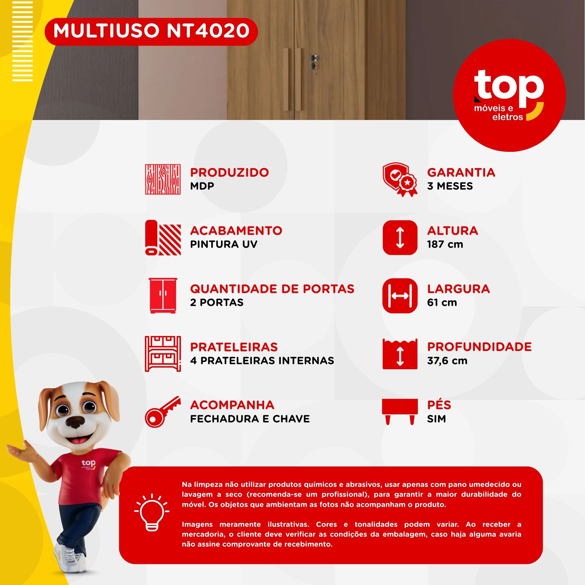 Armário Multiuso NT4020 2 Portas Freijó Trend | Lojas Top Móveis e